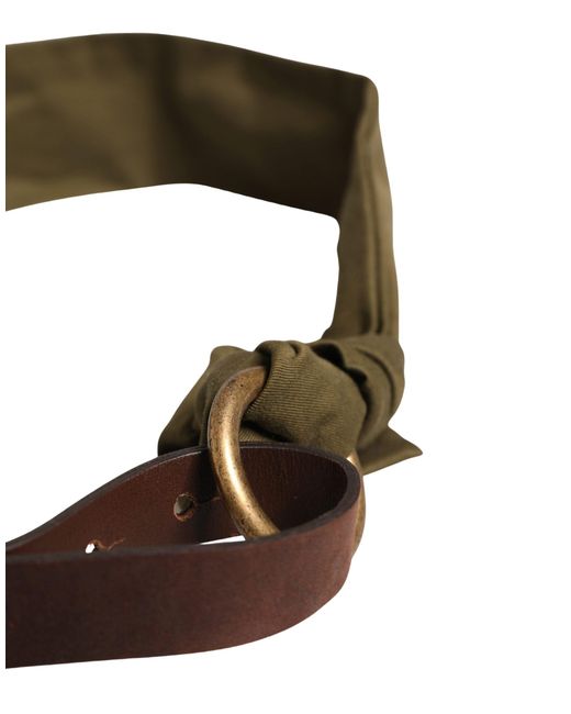 Ermanno Scervino Multicolor Army Green Cotton Round Buckle Waist Belt