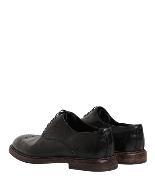 Dolce & Gabbana Black Calfskin Leather Oxford Dress Shoes for men