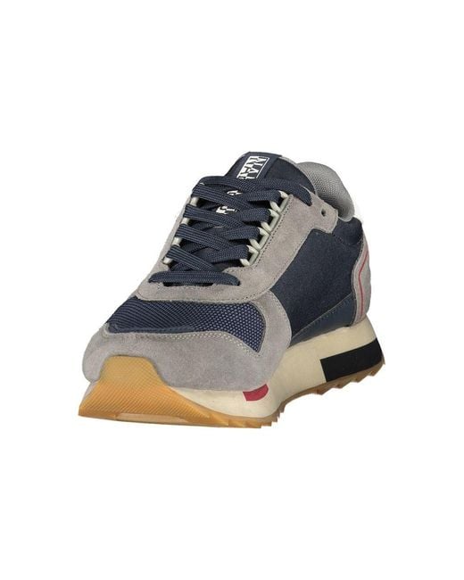 Napapijri Gray Blue Polyester Men's Sneaker for men