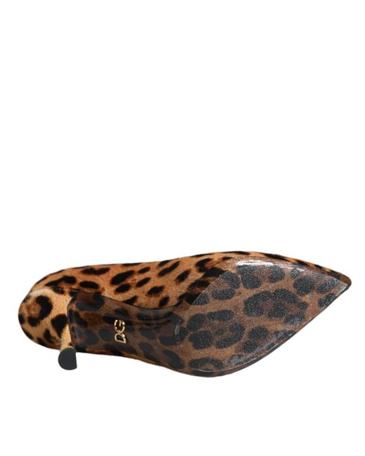 Dolce & Gabbana Brown Leopard Calf Hair Heels Pumps Shoes