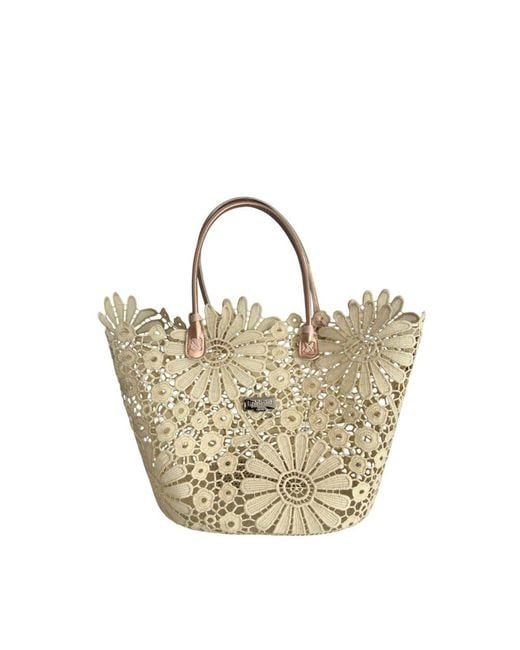 Baldinini Metallic Beige Pu Handbag