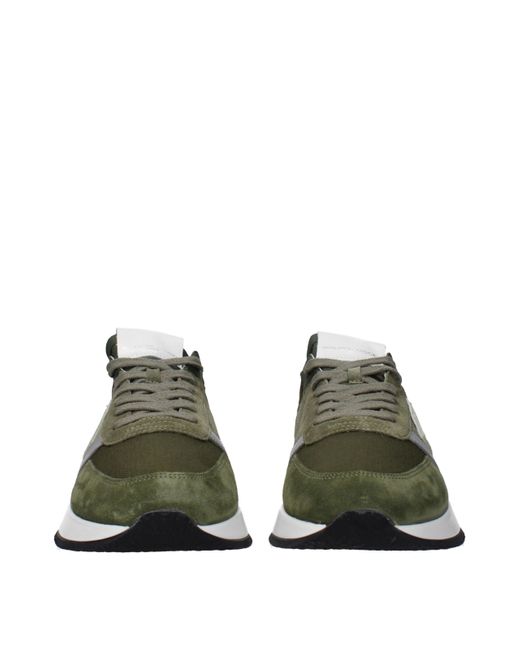 Philippe Model Green Leather Sneakers for men