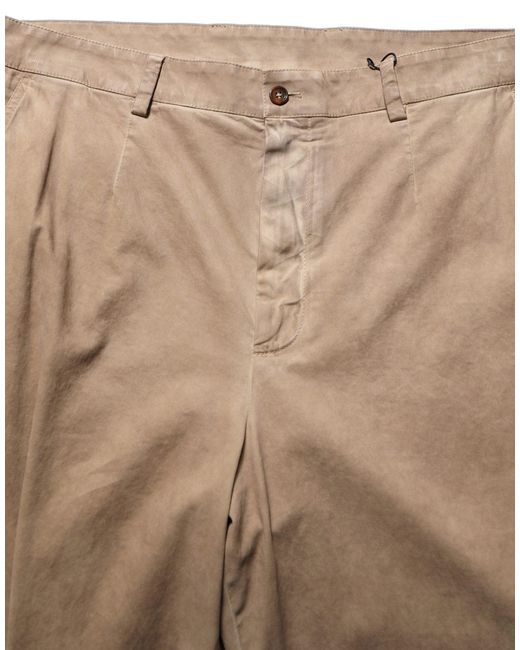 Domenico Tagliente Natural Beige Cotton Straight Leg Men Trouser Pants for men