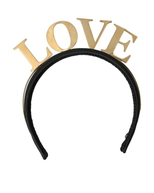 Dolce & Gabbana White Black Gold Brass Love Crown Tiara Hairband Diadem