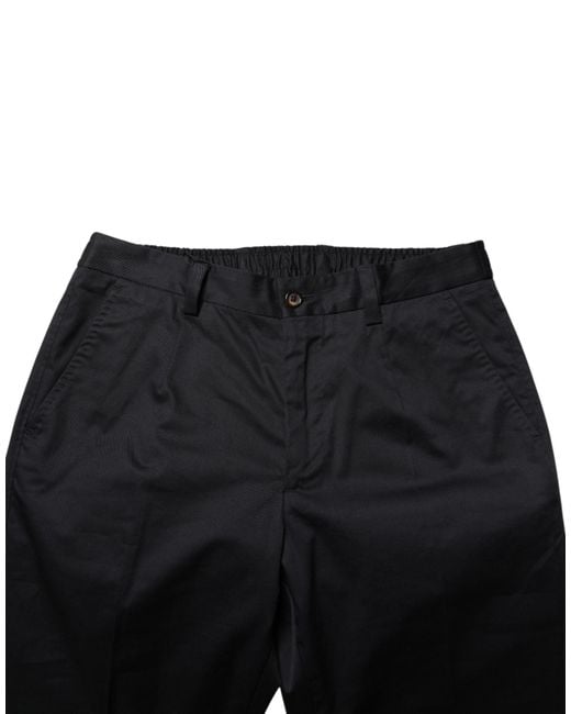 Dolce & Gabbana Black Dark Cotton Skinny Dress Trouser Pants Elastane for men