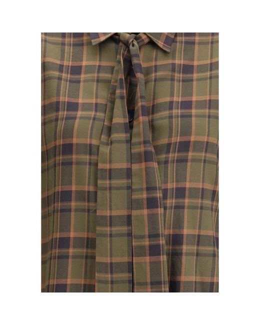 Saint Laurent Green Cassandre Check Lavalliã¨Re Shirt