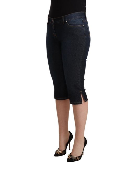 Gianfranco Ferré Black Gf Ferre Cotton Stretch Low Waist Slim Capri Denim Jeans