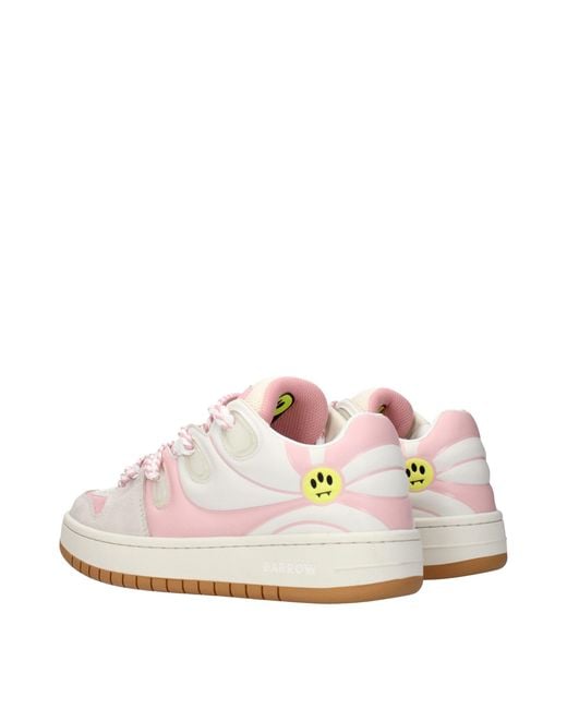 Barrow Pink White Leather Low Top Sneakers