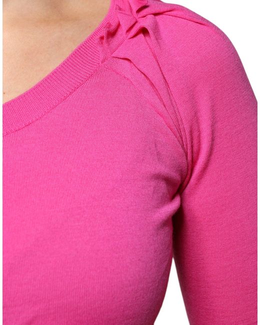 Dolce & Gabbana Pink Wool Button Down Cardigan Sweater