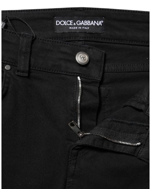 Dolce & Gabbana Black Cotton Skinny Mid Waist Denim Jeans for men