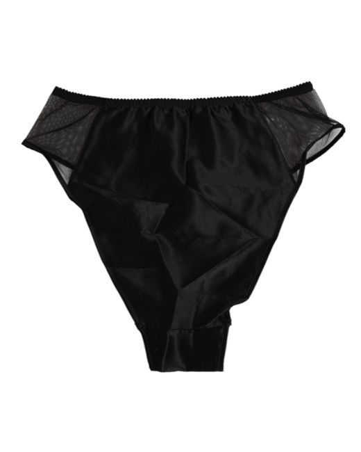 Dolce & Gabbana Black Silk Stretch High Waist Panty Underwear 08+Se Clothing