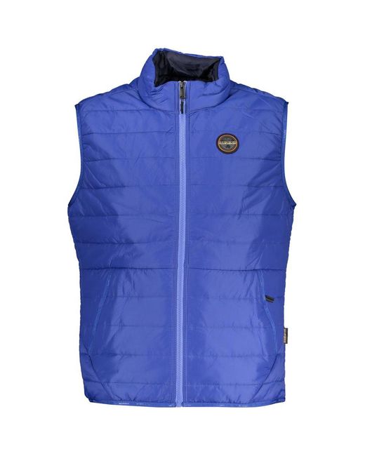 Napapijri Blue Sleek Sleeveless Contrast Detail Jacket for men