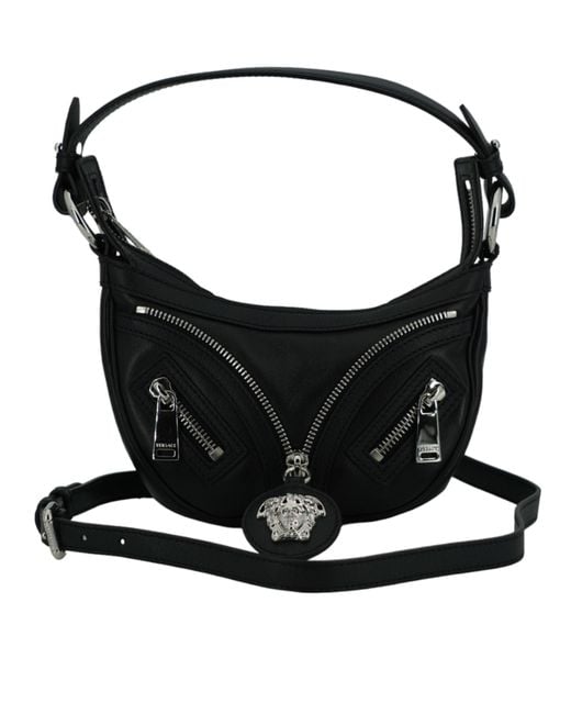Versace Black Elegant Mini Hobo Shoulder Bag