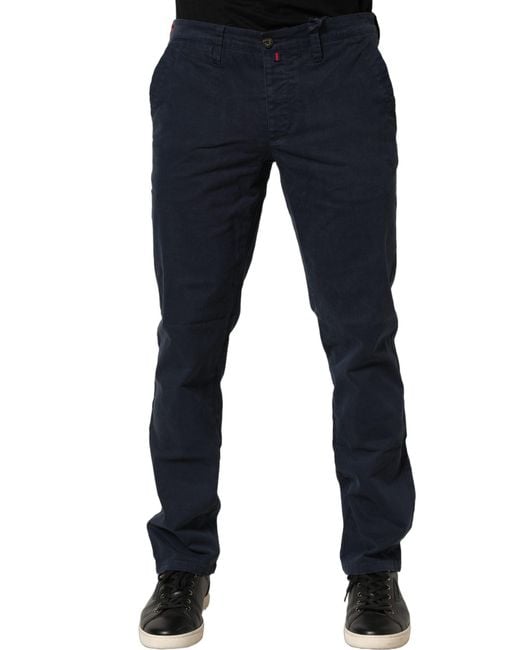 Domenico Tagliente Navy Blue Skinny Chino Mid Waist Men Pants for men