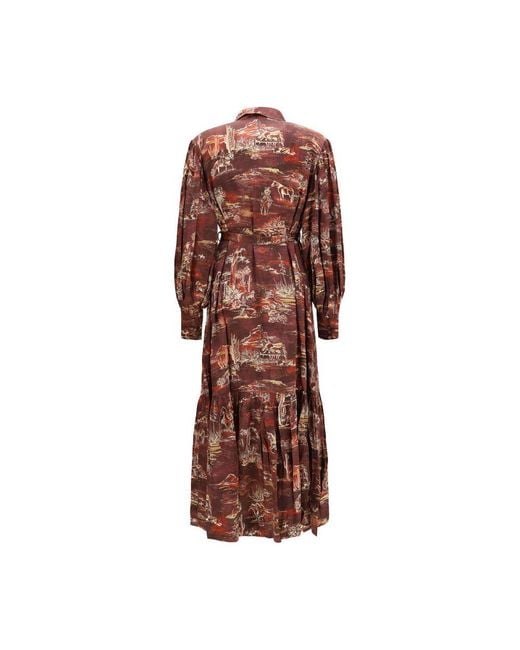 ALÉMAIS Brown Silk Casual Dress