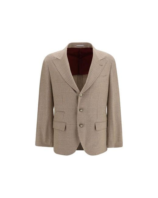 Brunello Cucinelli Brown Beige Cotton Blazer for men