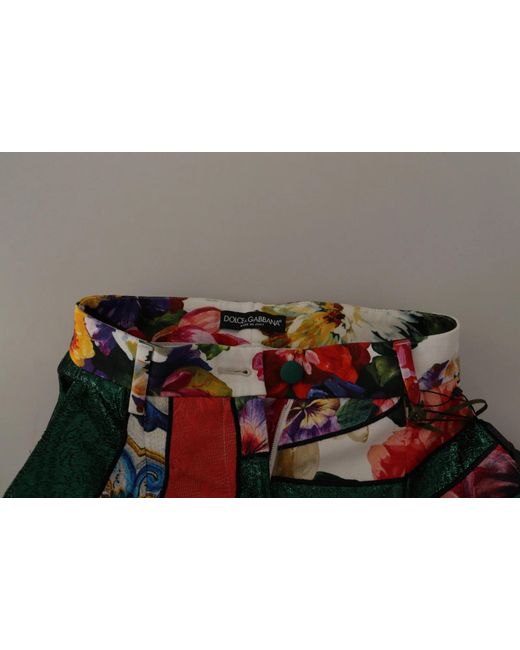 Dolce & Gabbana Black Multicolor Patchwork Jacquard High Waist Pants