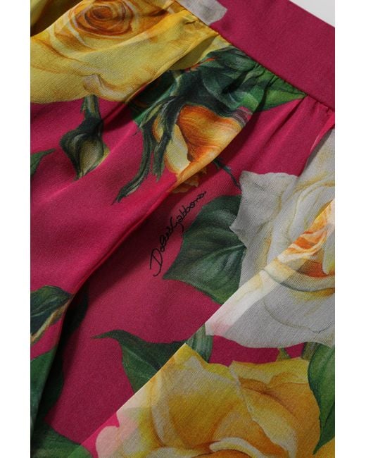 Dolce & Gabbana Red Floral High Waist Hot Pants Shorts