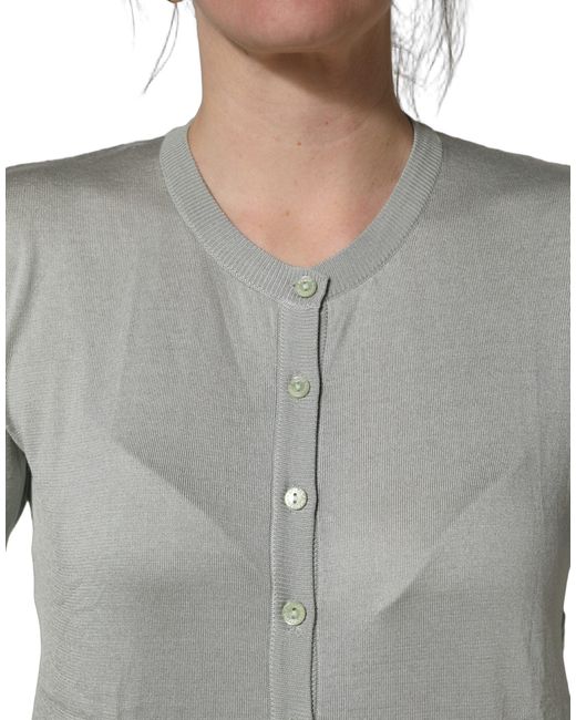 Dolce & Gabbana Gray Green Buttondown Longsleeve Cardigan Sweater