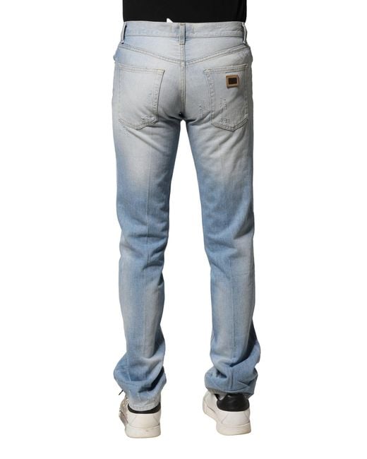 Dolce & Gabbana Blue Distressed Denim Jeans for men
