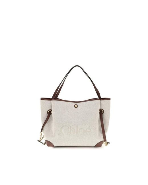 Chloé White Beige Cotton Shoulder Bag