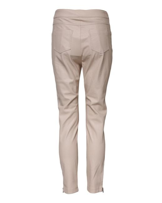 Elisabetta Franchi Gray Beige High Waist Tapered Pants