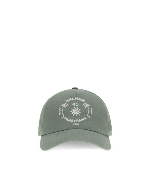 Balmain Green Bicolor Cotton Cap (baseball Hat)