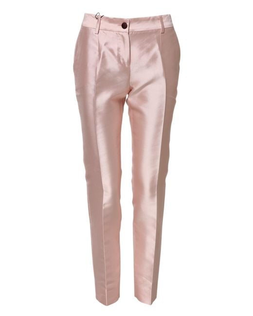Dolce & Gabbana Pink Silk Slim Pants