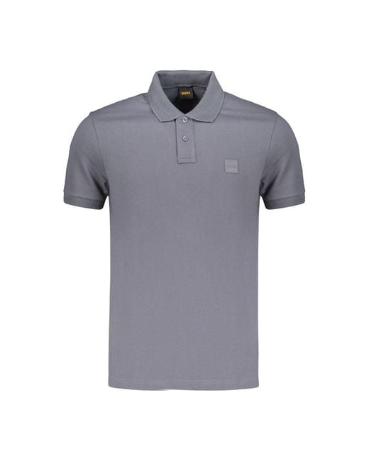 Boss Gray Blue Cotton Men's Polo Shirt for men