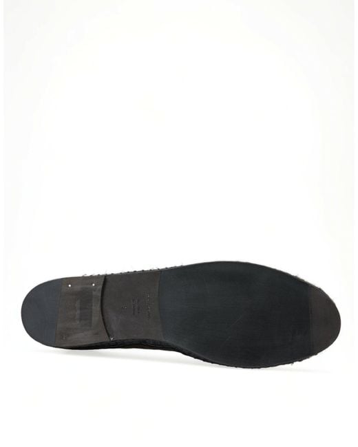 Dolce & Gabbana Black Exotic Leather Espadrilles Slip On Shoes for men