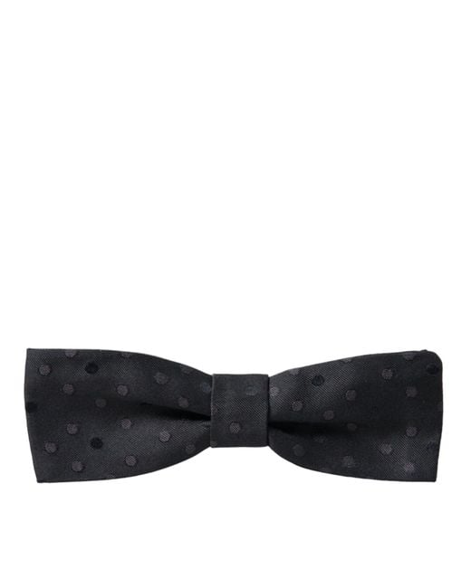 Dolce & Gabbana White Polka Dot Silk Adjustable Neck Papillon Bow Tie for men