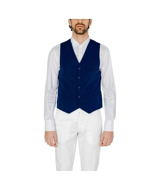 Only & Sons Blue Polyester Waistcoat for men