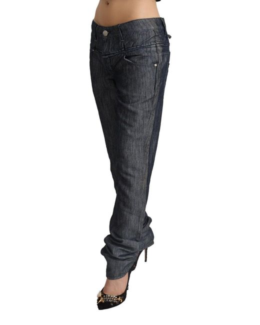 Acht Black Dark Gray Ramie Mid Wide Waist Straight Denim Jeans