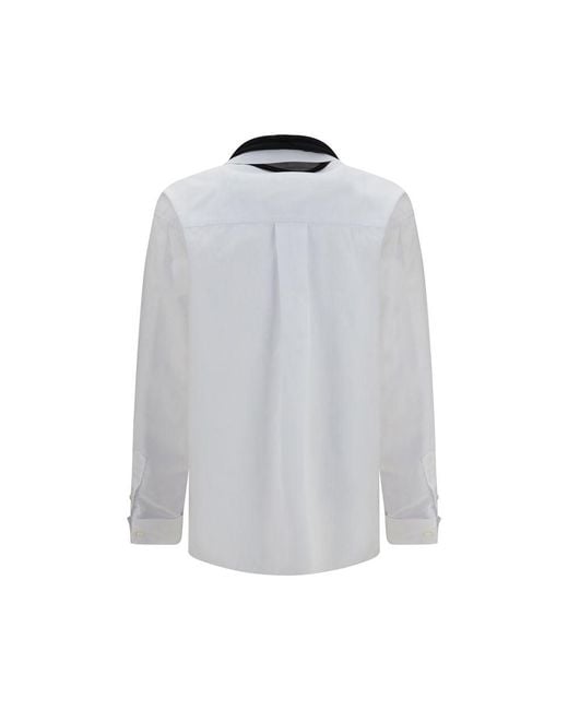 Sacai Gray White Polyester Dress Shirt