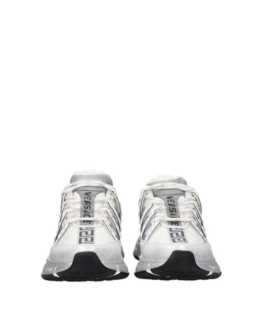 Versace White Sneakers Trigreca Donna Tessuto Bianco/Argento