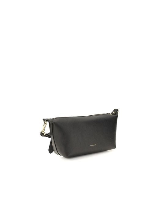 Coccinelle Gray Black Calf Leather Bos Taurus Shoulder Bag