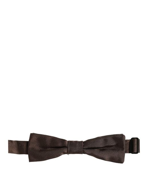 Dolce & Gabbana Multicolor Men Brown 100% Silk Adjustable Neck Papillon Bow Tie for men