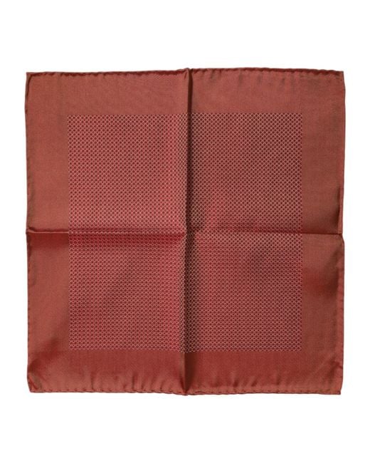 Dolce & Gabbana Red Silk Square Foulard Scarf for men