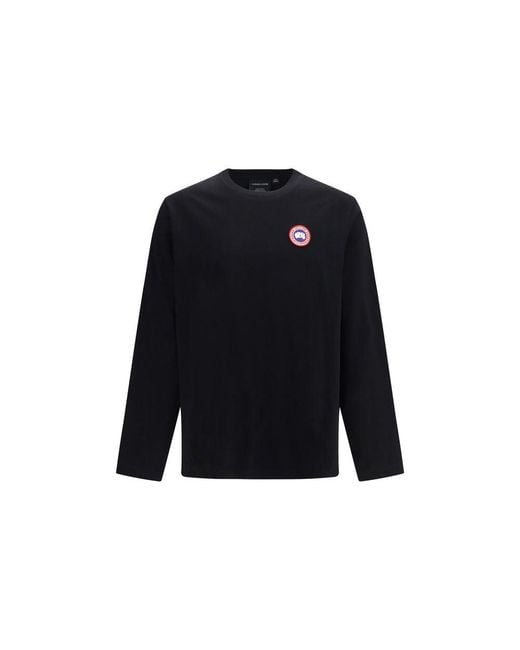 Canada Goose Blue Black Cotton Long Sleeve T for men