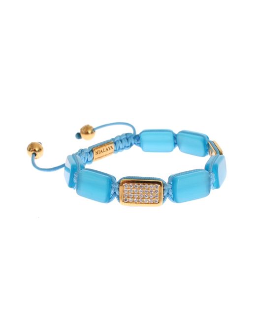 Nialaya Blue Cz Opal 18k Gold 925 Bracelet