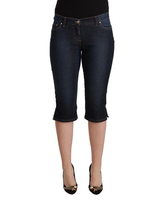 Gianfranco Ferré Black Gf Ferre Cotton Stretch Low Waist Slim Capri Denim Jeans