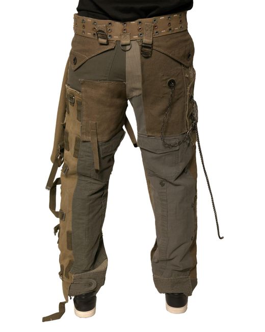 Dolce & Gabbana Green Multicolor Reconstructed Flight Cargo Pants for men
