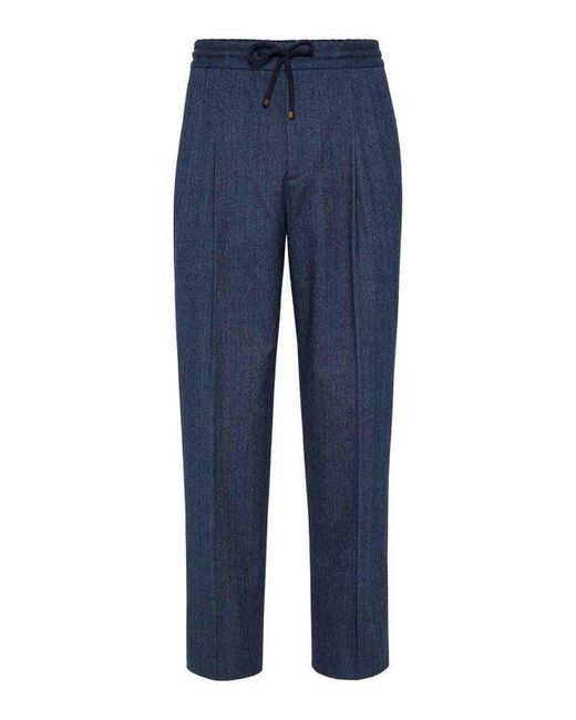 Brunello Cucinelli Blue Cotton Pants for men