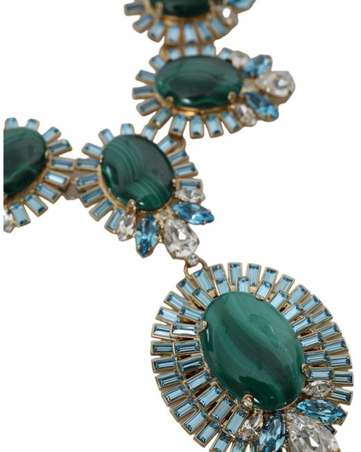 Dolce & Gabbana Green Tonebrass Pietre Ovali Crystal Embellished Necklace