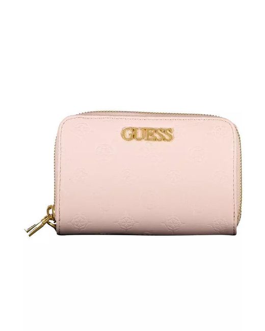 Guess Chic Pink Double Compartment Wallet With Logo Detail