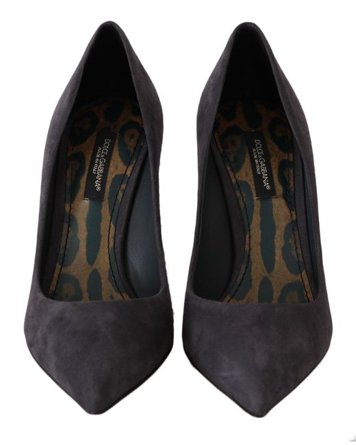 Dolce & Gabbana Black Dolce Gabbana Suede Leather Stiletto Shoes Heels