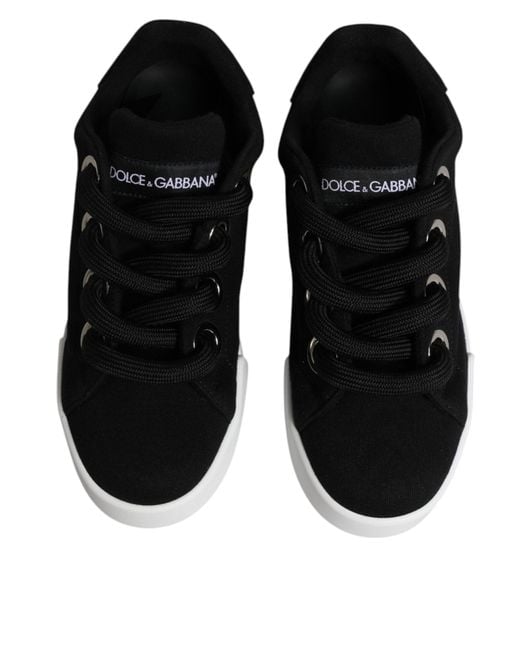 Dolce & Gabbana Black Lowtop Canvas Sneakers