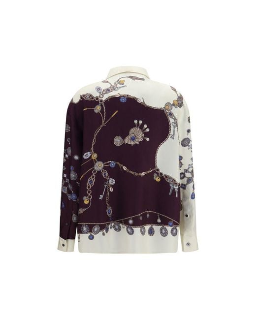 Versace Purple Multicolor Silk Pattern Shirt
