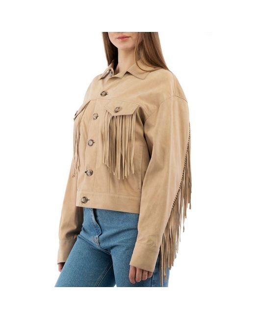 Moschino Blue Beige Cotton Leather Jacket