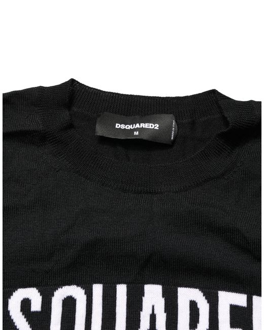 DSquared² Black Logo Knitted Crew Neck Men Pullover Sweater for men